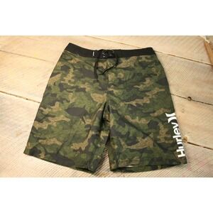 Hurley Board Shorts Boys 14/27 Green Camo New Shark Print Swim Trunks 984128-B1X